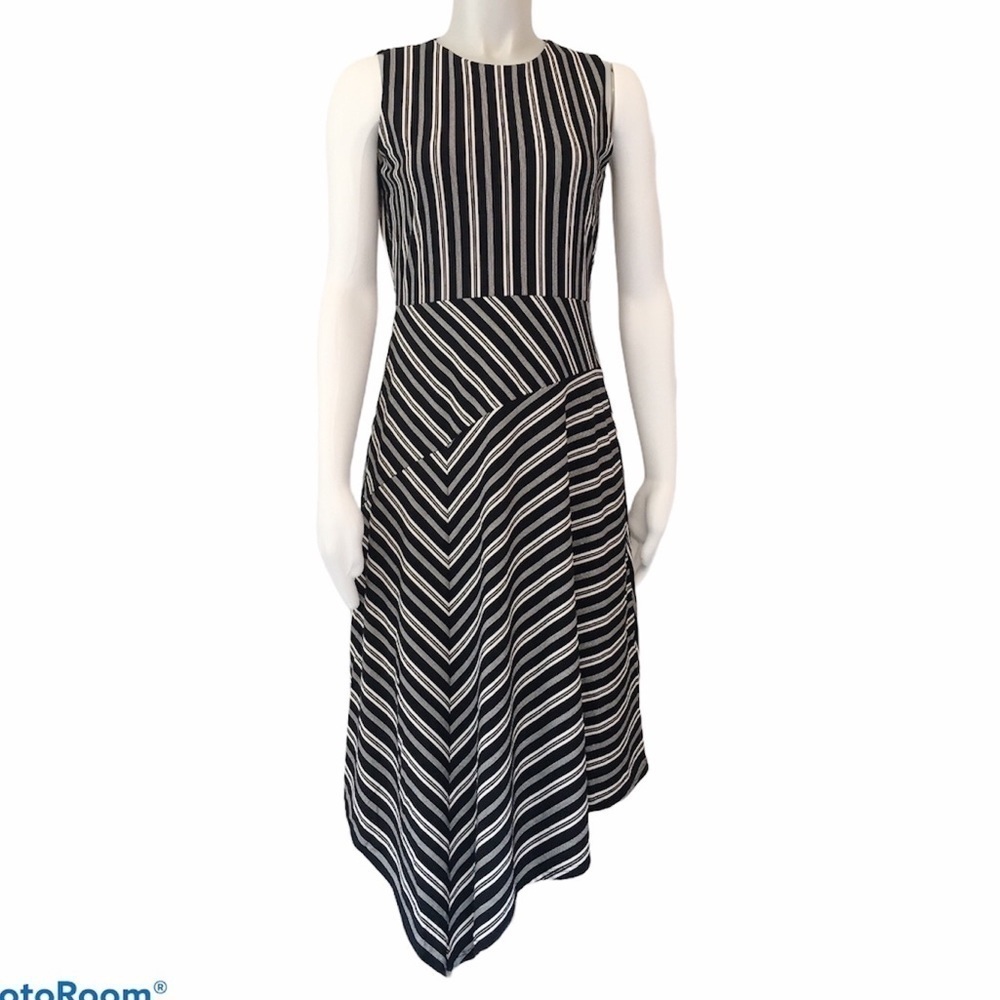 Banana Republic Factory Sleeveless Striped Asymmetric Hemline Dress NWOT Small